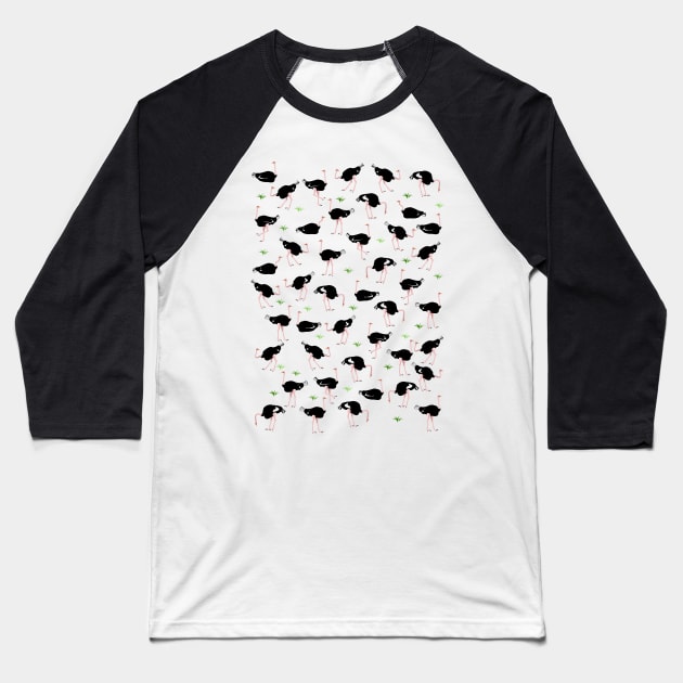 Ostrich Pattern Baseball T-Shirt by mailboxdisco